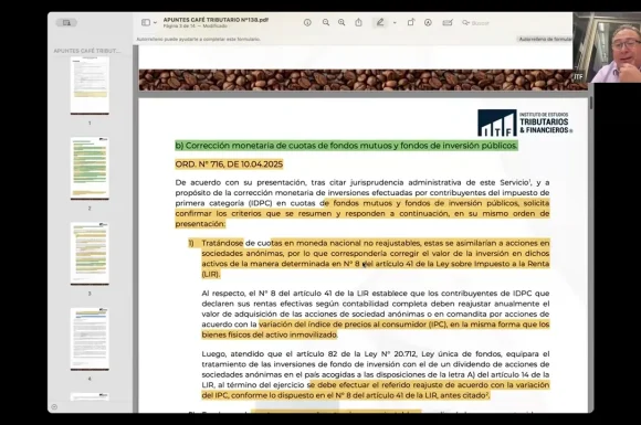 Profesor Christian Delcorto analiza oficio 716 del SII / Corrección Monetaria de Cuotas de Fondos.