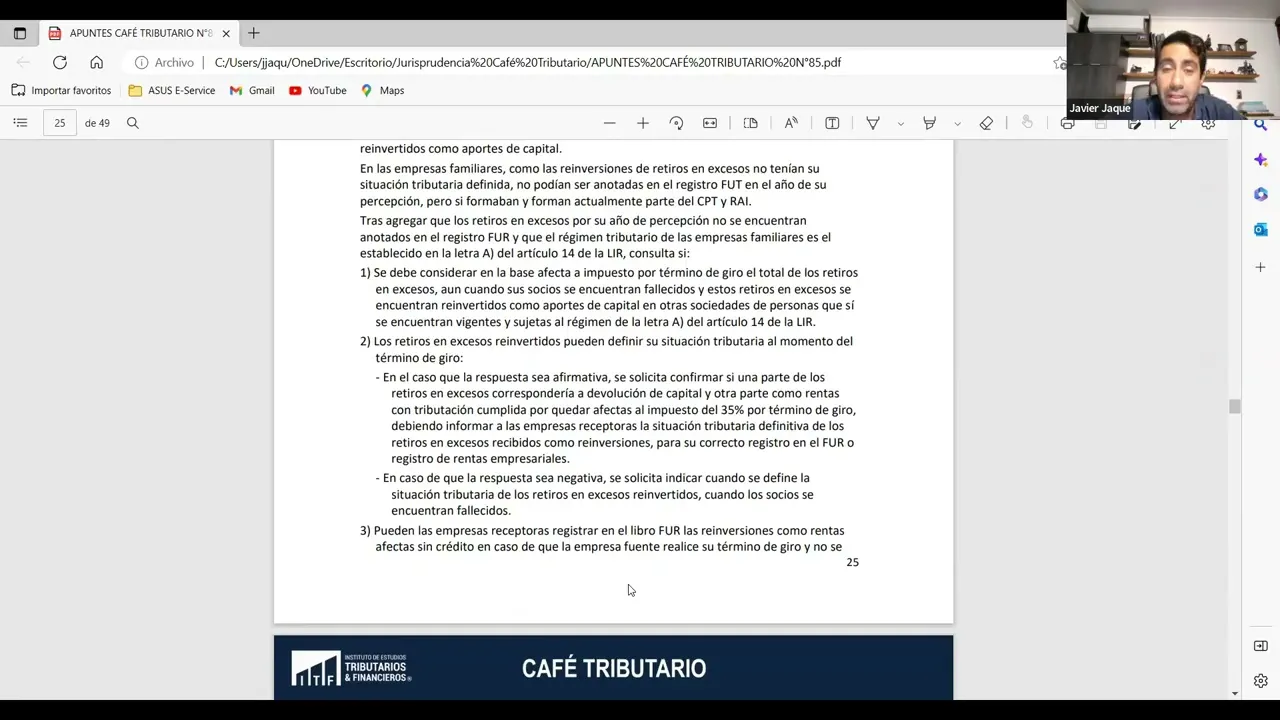 Profesor Javier Jaque analiza oficio 128 del SII | Retiros en exceso reinvertidos hasta el…